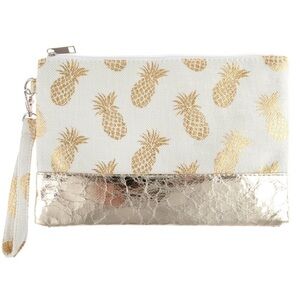 🆕Pineapple/gold print wristlet